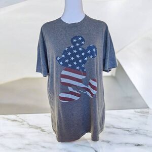 Disney Women's Size Large Grey USA Mickey Mouse T-shirt
